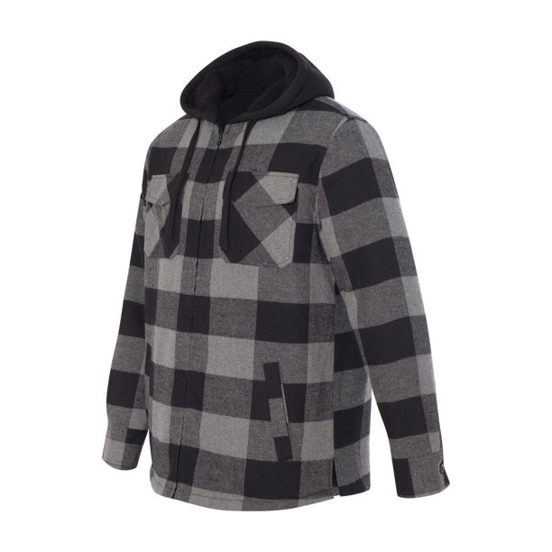 BURNSIDE Burnside Mens Quilted Flannel FullZip Hooded Jacket