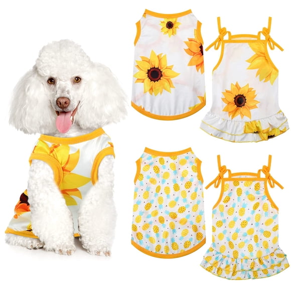 Set de ropa para mascotas Frienda, vestido y camiseta de 4 piezas para perro