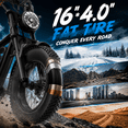 thumbnail image 3 of Electric Bike for Adults with 16" Tires Full Suspension 500W Motor 48V 13.5AH Removable Battery 40 Miles Range Max 19MPH Turn Signals E Bike, 3 of 10