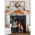 thumbnail image 4 of Fall Pumpkins Fireplace Mantel Scarf Cover 60"Wx17"L,Fireplace Mantel Shelf Top Runner,Thanksgiving Black Plaid Maple Leaf Mantle Dresser Scarves Table Runner for Holiday Party Living Room Decor, 4 of 6