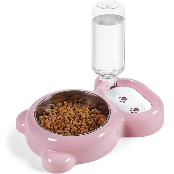 Dog Bowls, Cat Food and Water Bowl Set with Water Dispenser and Stainless Steel Bowl for Cats and Small Dogs