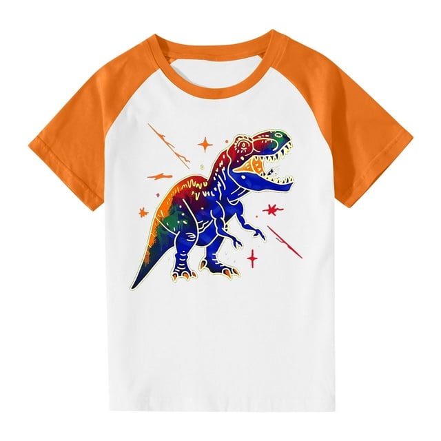 RXIRUCGD 2025 Vêtements d'Été pour Enfants Tout-Petits Garçons Filles Mode Mignon Col Rond Imprimé Manches Courtes Haut