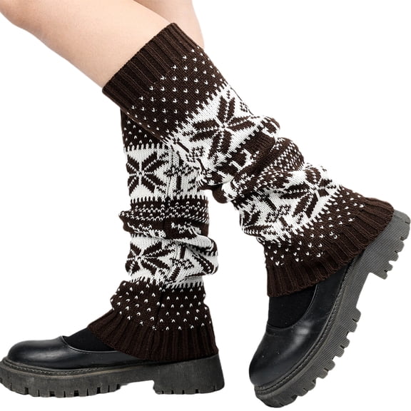 Thickened Christmas Socks, Winter Warm Ankle Cuffs with Snowflake Deer Patterns, Knitted Leg Warmers, Festive Holiday Footwear for Cold Weather