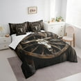 thumbnail image 3 of Erosebridal Bull Skull Bed in a Bag King Size,Vintage Lodge Cabin Bed Set,Brown Wooden Wheel Bedding King Size,Microfiber Bedroom Decor,7 Pieces, 3 of 6