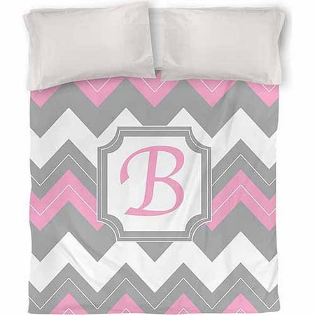 IDG Chevron Monogram Duvet Cover, Pink
