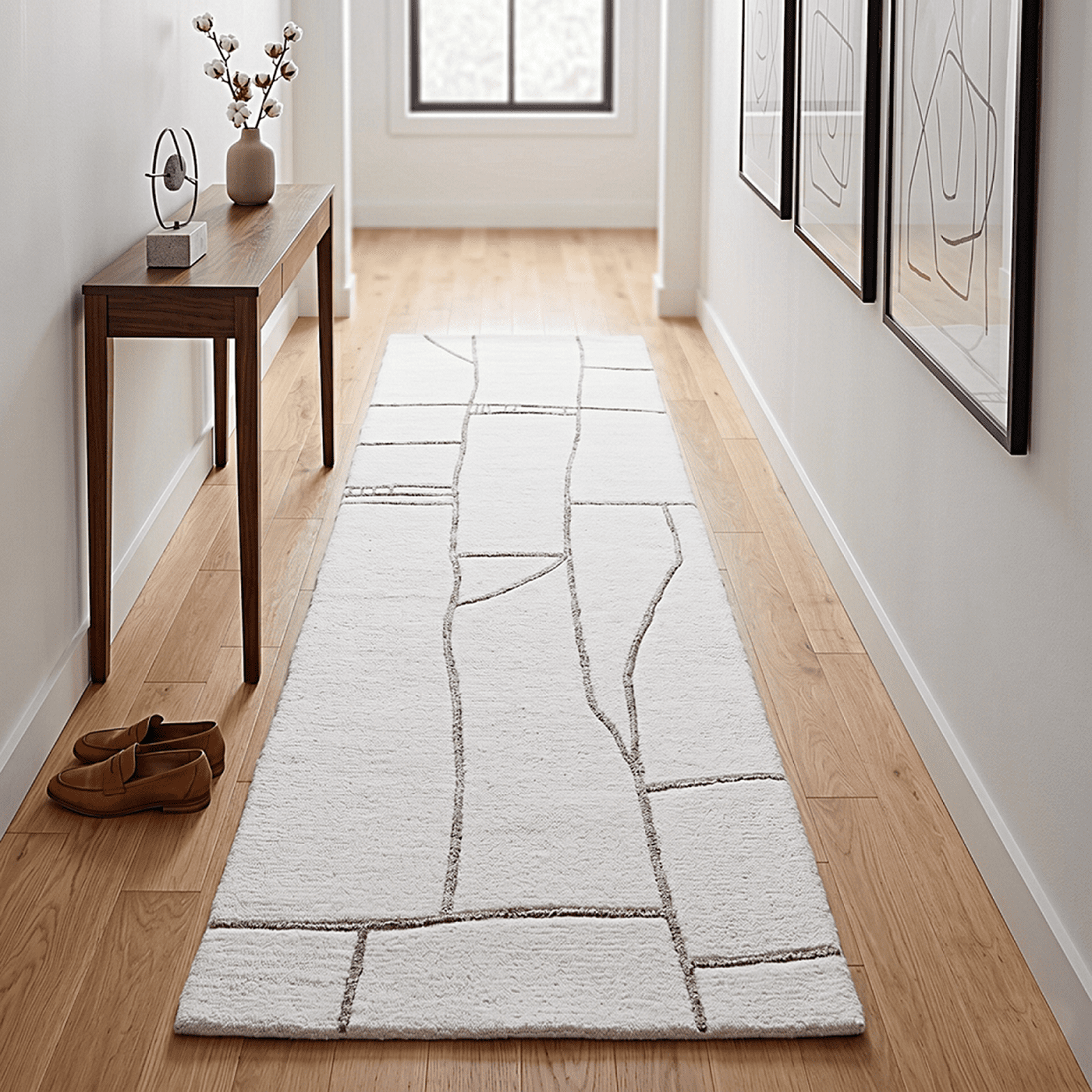 Better Homes & Gardens White Dharra Runner Rug 2.5x8 Hand Tufted Polyester