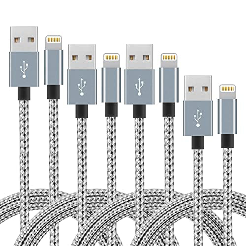 Gray White IDiSON iPhone Lightning Cable 10ft 2Pack Apple MFi Certified Braided Nylon Fast Charger Cable Compatible iPhone X XR XS MAX 8 Plus 7 6s 5s 5c Air iPad Mini iPod 