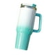 thumbnail image 1 of Vaso con asa de 40, taza térmica reutilizable a prueba de fugas, taza para beber, Taza de Viaje de café, taza de café helada para gimnasio, deportes blanco y verde, 1 of 9