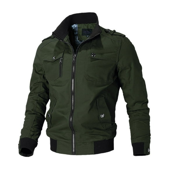 OmicGot Manteau Décontracté pour Hommes, Veste Courte à Capuche, Manteau de Printemps pour Hommes, Veste Militaire