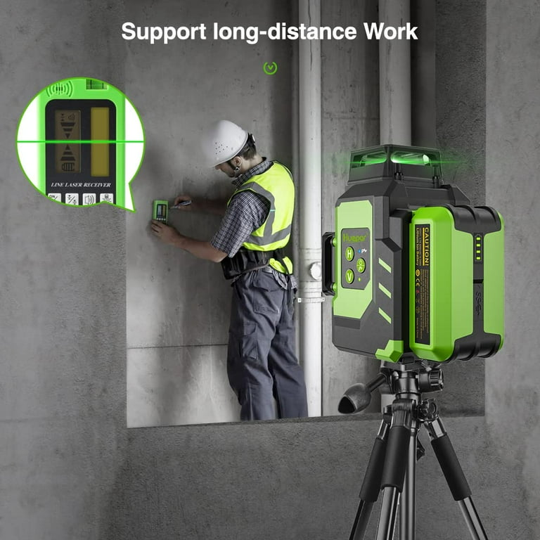 Huepar Laser Level Green Beam Cross Laser Self-leveling 360-Degree Coverage  Horizontal and Vertical Line with Laser Receiver - AliExpress