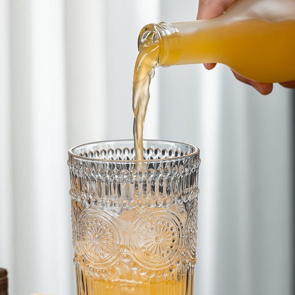 Vaso de agua multifuncional, vasos vintage en relieve, vasos para beber, vasos para beber, valor excepcional