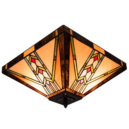 Tiffany Style Mission 2 Light Semi Flush Ceiling Fixture Lamp W 14