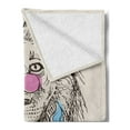 thumbnail image 2 of Animal Soft Flannel Fleece Throw Blanket, Magestic Lion Head Hipster Style Glasses Sketch Print Image, Cozy Plush for Indoor and Outdoor Use, 70" x 90", Baby Blue Pale Pink, by Ambesonne, 2 of 5