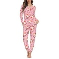 thumbnail image 2 of Renewold Pink Pajama for Family All Sizes Christmas Warm Family Pajamas Set Matching 2 PCS Santa Candy Canes Long Sleeve Tee & Elastic Waist Pants Thermal Women Sleepwear Size 5XL, 2 of 5