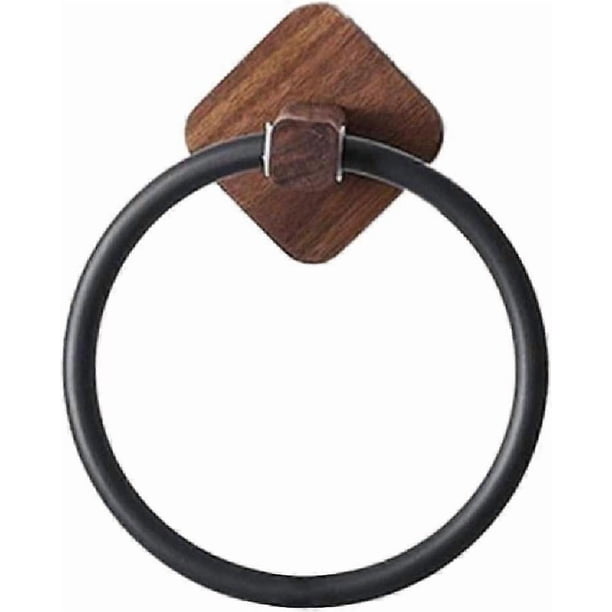 Bathroom Towel Ring Aluminum Wood Self Adhesive Towels Holder Wall Mounted Hand Towel Rails for Kitchen Bath Room Scratch-Resistant Towel Hanger