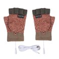 thumbnail image 6 of Jinhomg winter mittens for women men thermal USB Electric Heating Gloves soft comfy knitted Fingerless Convertible Mittens unisex Cold Weather Accessories Deal of The Day Prime Today Khaki Free Size, 6 of 10