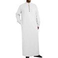 thumbnail image 2 of XDZJLR Men's Shirts Middle Arabic Style Long Button Muslim Robe Long Sleeve Robe Side Slit Robe Button Pocket Robe Tee, 2 of 4