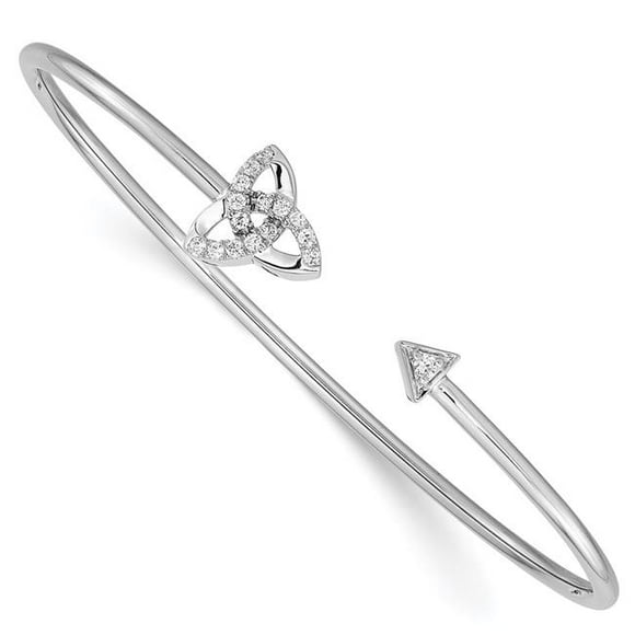 Quality Gold BM8400-018-WA 14K White Gold Diamond Celtic Knot Cuff Bangle