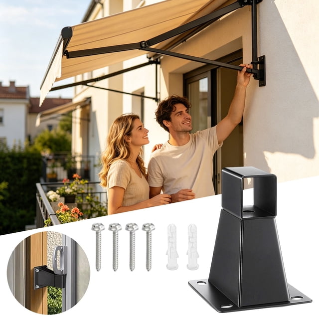 Tong Heavy Duty Awning Wall Mount Bracket For Outdoor Patio Sun Shade Support With Adjustable Angle And Rustproof Coating