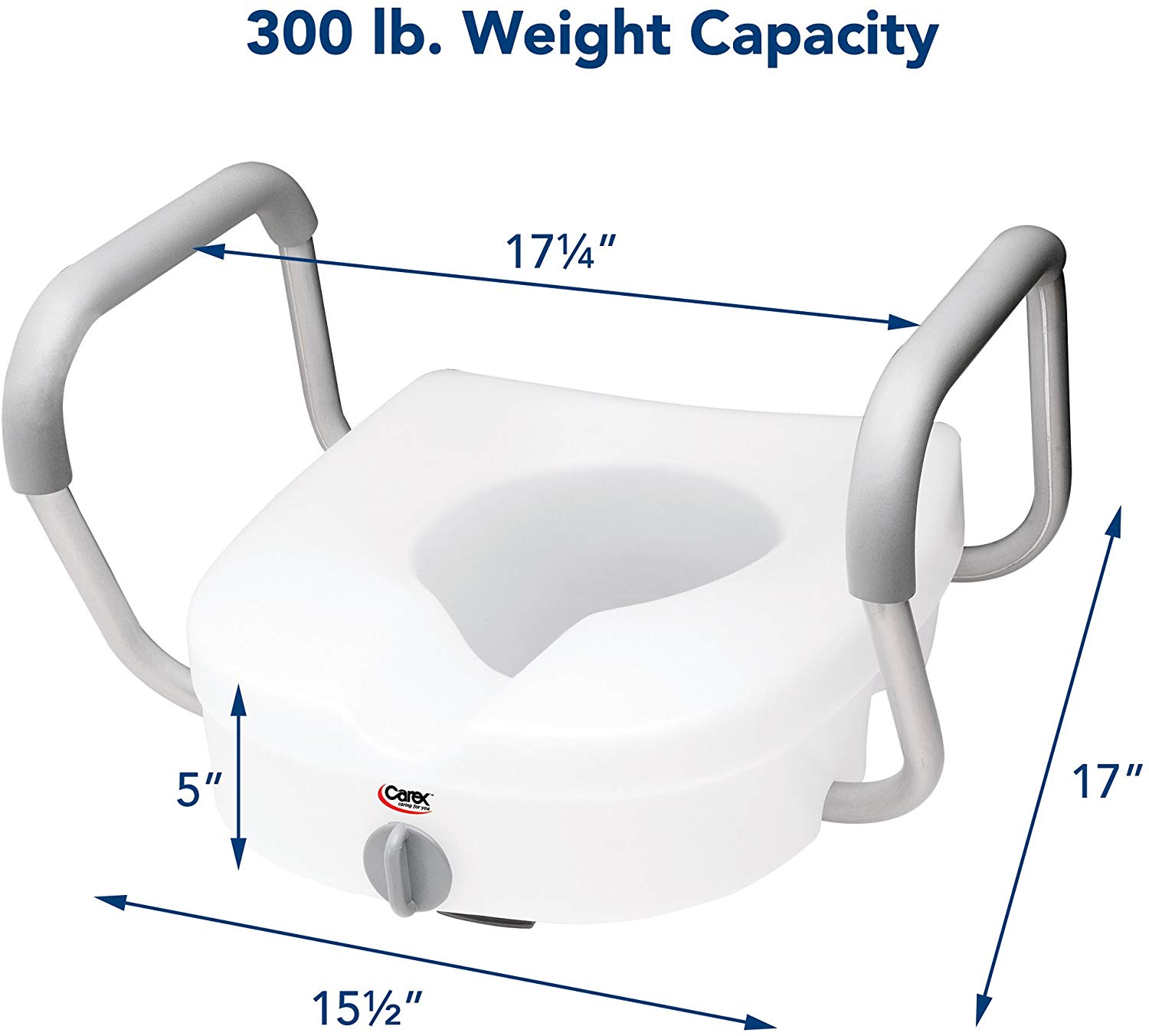 Carex EZ Lock Raised Toilet Seat with Handles, Adjustable Removable Arms, Adds 5", 300 lb Capacity - image 4 of 5