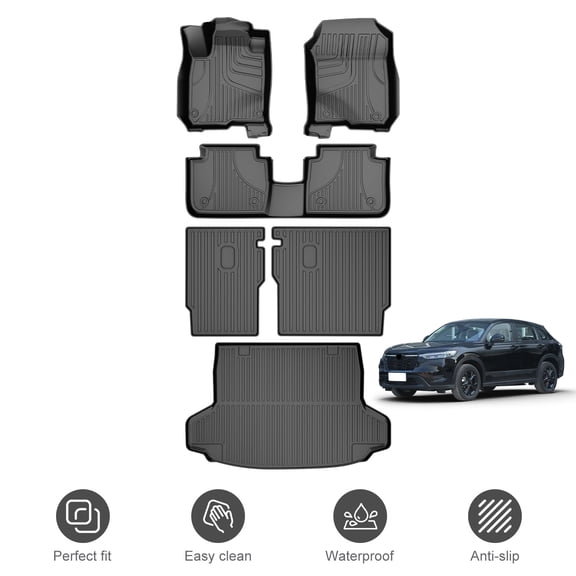 Custom Fit for Honda HRV 2023-2026 (Include Hybrid) Floor Mats & Cargo Liner & Backrest Mat All Weather TPE Floor Mats for HR-V Floor Liner Accessories