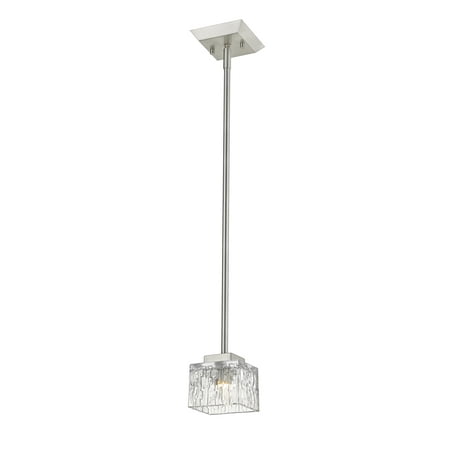 

1 Light Mini Pendant Clear Glass Shade Brushed Nickel Frame