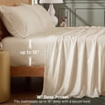 thumbnail image 6 of U by Bedsure 100% Rayon Derived from Bamboo Queen Sheet Sets, Luxury 4 Pieces Deep Pockets Cooling Bed Sheets, Beige, 6 of 8