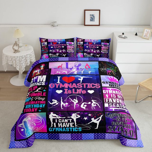 Juego de edredón para niñas, 2 piezas de ropa de cama con la silueta de una animadora.