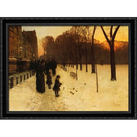 Boston Common at Twilight 38x28 Large Black Ornate Wood Framed Canvas Art by Childe Hassam
