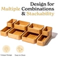 thumbnail image 5 of 8-Piece Bamboo Kitchen Drawer Organizer Set - Multi-Use Storage Box for Bathroom, Nightstand, Jewelry, Cutlery, Knife, Spice, Towel, Junk Drawer Tray, 5 of 6