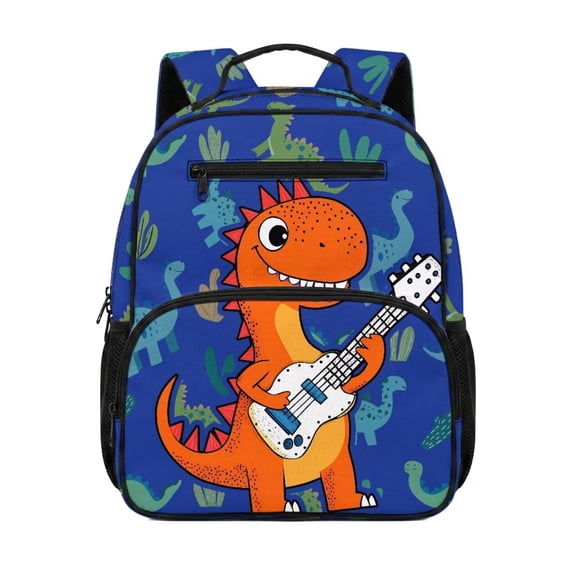 Jeiento Cute Dinosaur 13.5 Inch Kids Toddler Bookbag, Preschool Backpack with Dual Carry Options, Multi-Compartment School Bag for Boys Girls Daycare Travel