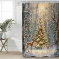 thumbnail image 2 of Small Stall Shower Curtain 48x72 Inch Narrow Half Size Christmas Elk Bath Curtains Bathroom Decor Xmas Tree Snowflake Winter Waterproof Fabric Shower Curtain Set with Hooks 48 Inch, 2 of 6