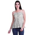 thumbnail image 1 of Moomaya Full Buttoned Closure Off Shoulder Strap Women Summer Crop Top, 1 of 5