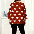 thumbnail image 4 of Star Printed T-Shirt for Women Summer Oversize Capris Sleeve Tops Loose Round Neck Pullover Tees ,Red,L, 4 of 6
