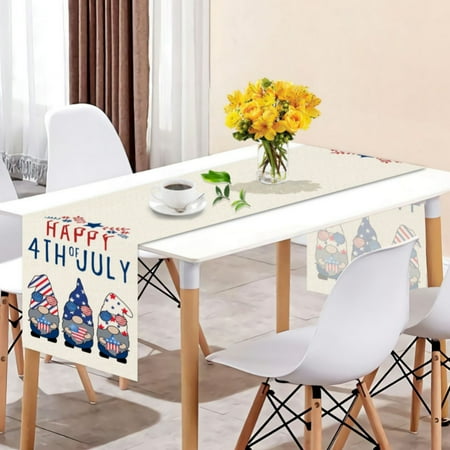 

12.6X71.7 American Independence Day Table Runners Dining Table Non Slip Heat Insulation Linen Tablecloth Independence Day Table Towel