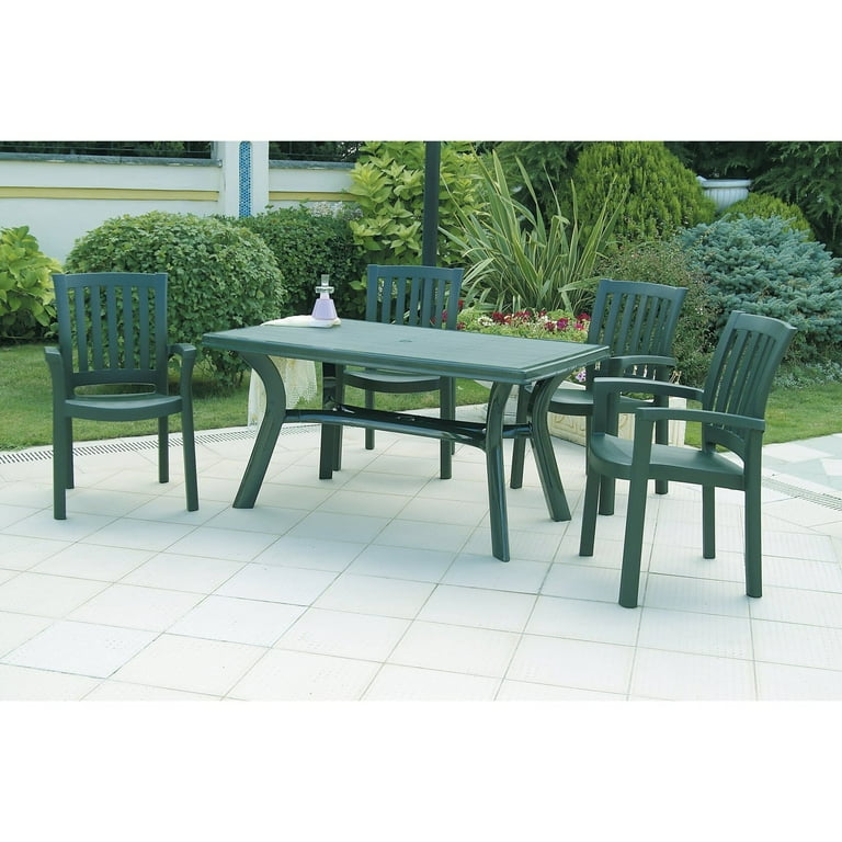 Green plastic 6 seater garden table sale