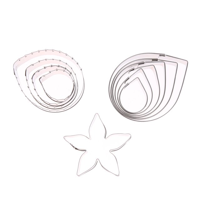 Fondant de acero inoxidable pétalo de flor rosa hoja de Sepal Ehuebsd molde para pastel herramienta para galletas