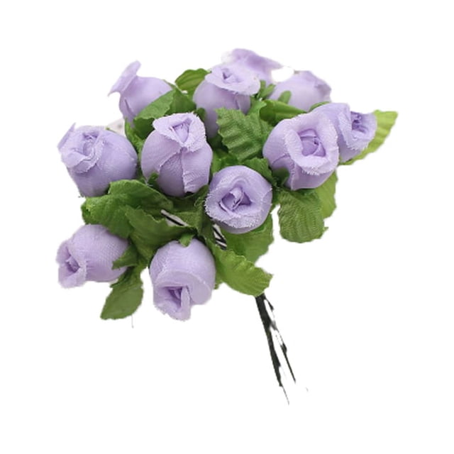 Wosthever Cabezas de flores artificiales rosas Mini ramo hogar boda DIY presente falso decoración arreglo suministros Kits de decoración para fiestas Púrpura