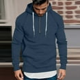 thumbnail image 2 of Cotton 1/4 Zip Pullover Hoodies Mens Raglan Long Sleeve Trendy Drawstring Hooded Pullover Sweatshirt with Pocket (L, Navy), 2 of 6
