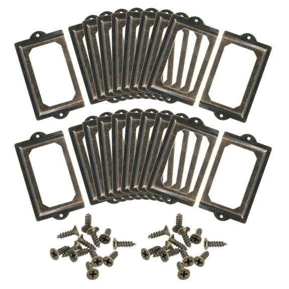 Metal Label Holders, 124x70mm 20Pack File Name Card Tag Label Frame, Bronze Tone
