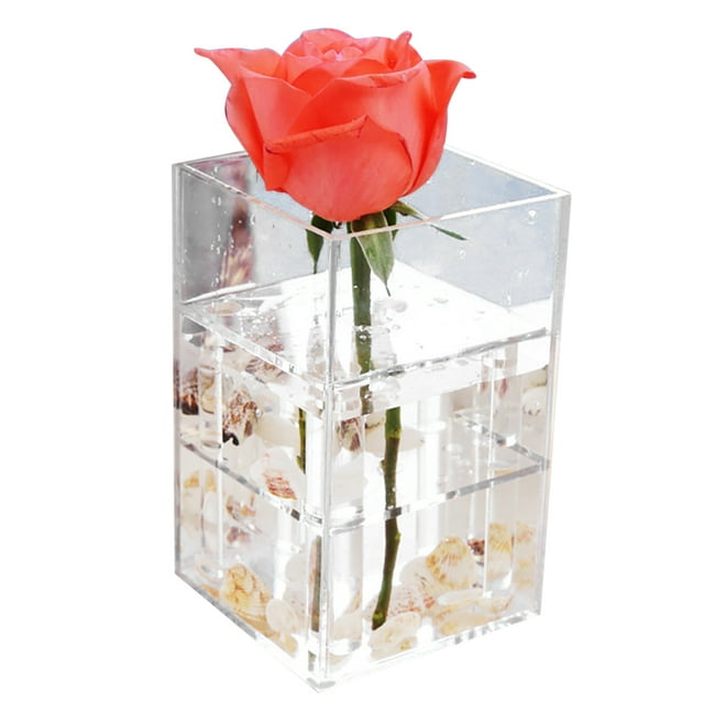Acrylic Flower Box Decorative Creative Clear Water Holder Vase Flower Pot