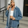 thumbnail image 6 of Wancir Women's Layered Drawstring Casual Hoodie Denim Jackets Jean Jacket Coat With Pockets, 6 of 7