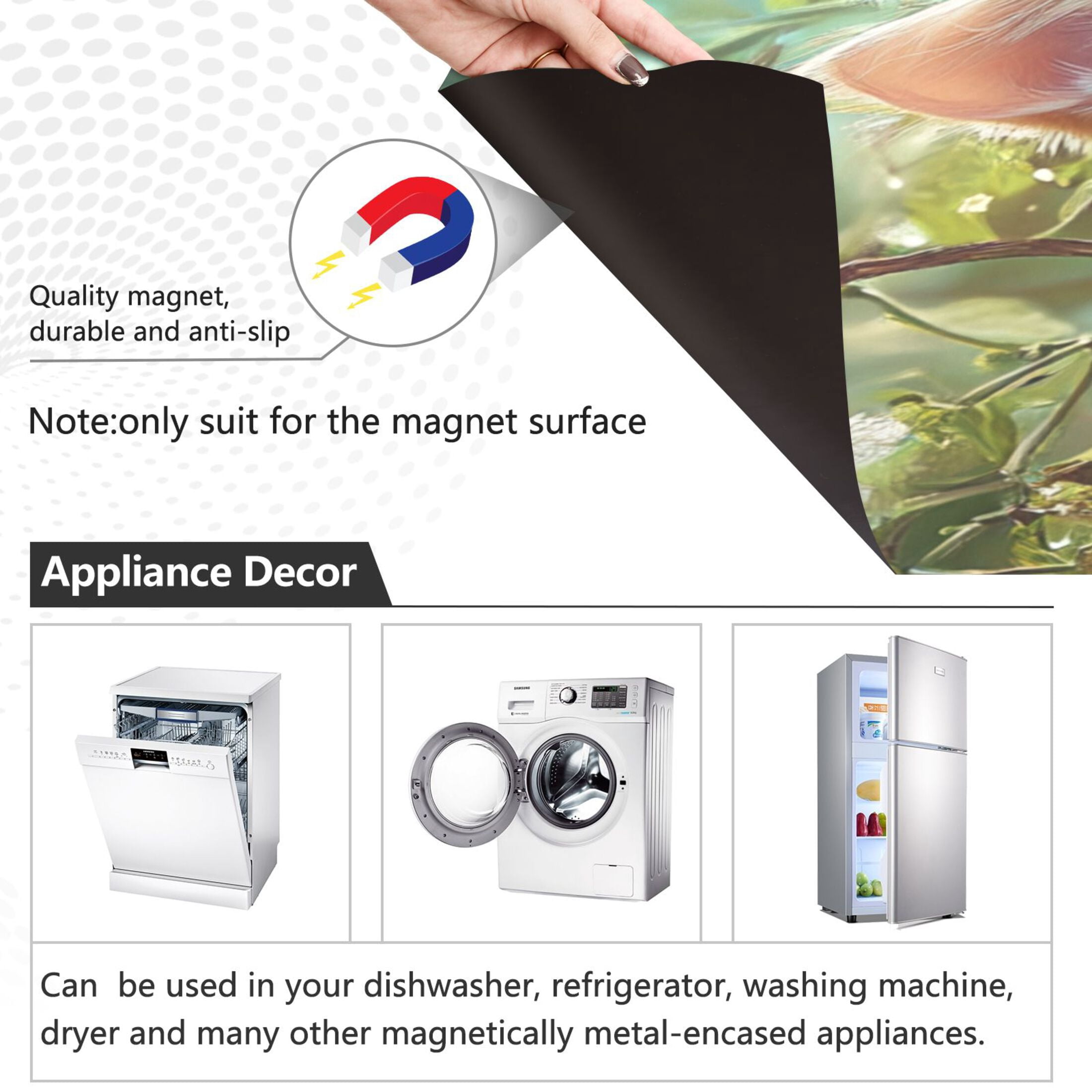 Dishwasher Magnetic Sticker 23x26 Inch Refrigerator Magnetic Sticker Washing Machine Magnetic Sticker Kitchen Panel Magnetic Sticker Home Decor Flower World Kitten