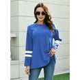 thumbnail image 3 of QINCAO Womens Long Sleeve Tops Crew Neck Pullover Casual Tunic Sweatshirts Blue, 3 of 6