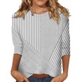 thumbnail image 2 of ZDNIXIAN Womens Long Sleeve Shirts Tops ,Crew Neck Long Sleeve Casual Shirt, Loose Fit Mixed Stripe Pullover Top, Lightweight Relaxed Fit Daily Fashion Tunic, 2 of 5