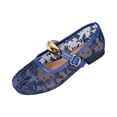 thumbnail image 2 of CHWshoes Women's Floral Embroidered Mesh Mary Jane Flats Square Toe Buckle Strap Breathable Ballet Shoes for Dressy Trendy Work Office Wedding Daily Ballerina，Dark Blue Size 42, 2 of 5