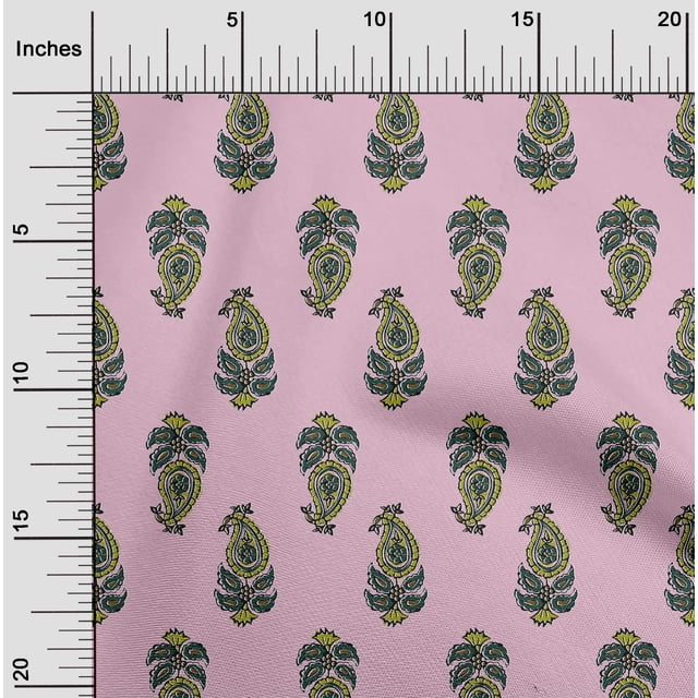oneOone Viscose Chiffon Fabric Leaves & Paisley Block Decor Fabric Printed BTY 42 Inch Wide