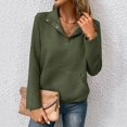 thumbnail image 5 of HLKJKLS Long Sleeve Shirts For Women Textured Long Sleeve Button V Neck Loose Pullover Sweatshirt Polyester Cotton Blend Green S-Xl, 5 of 7