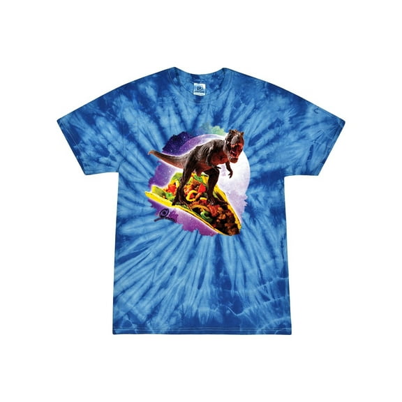 Wild Bobby, Trippy Galactic T-Rex on Taco, Pop Culture, Tie-Dye Tees, Spiral Royal, Small