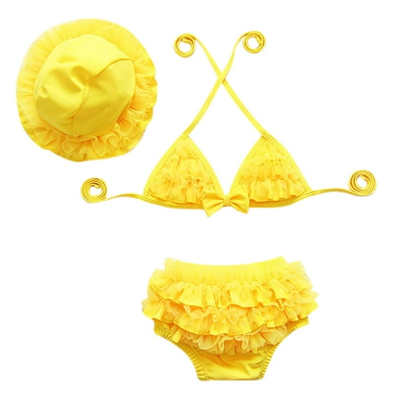 Gerichy Toddler Girl Swimsuit,Girls Bathing Suit Girls' Two Piece Split Swimsuit With Floral Hanging Neck Triangle Bag Children's Bikini Swimsuit
